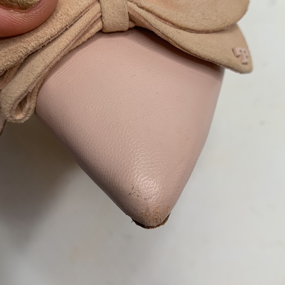 Tory Burch Rosalind Pale Pink Leather Ballet Flat with Bows S-168 Sz 7 - Picture 5 of 12
